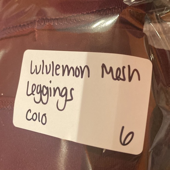 Lululemon Mesh Cut Out Maroon Tights Leggings Size 6 - Picture 8 of 8